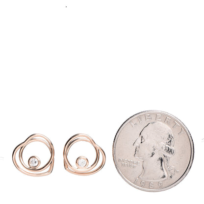 Hermes 18K Rose Gold Diamond TPM Vertige Coeur Earrings 2 of 4