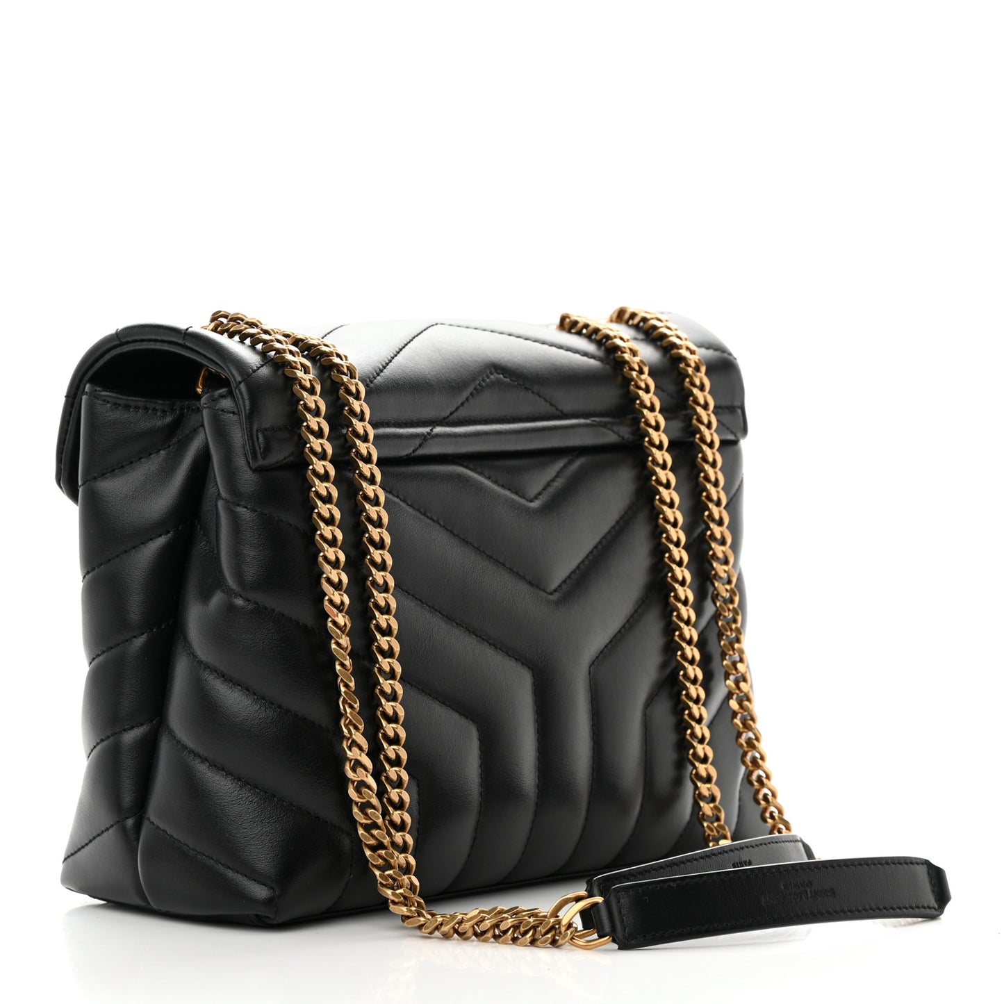 Calfskin Y Quilted Monogram Small Loulou Chain Satchel Black