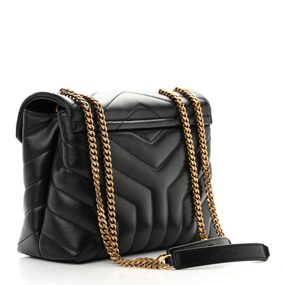 Saint Laurent Calfskin Y Quilted Monogram Small Loulou Chain Satchel Black 3 of 11