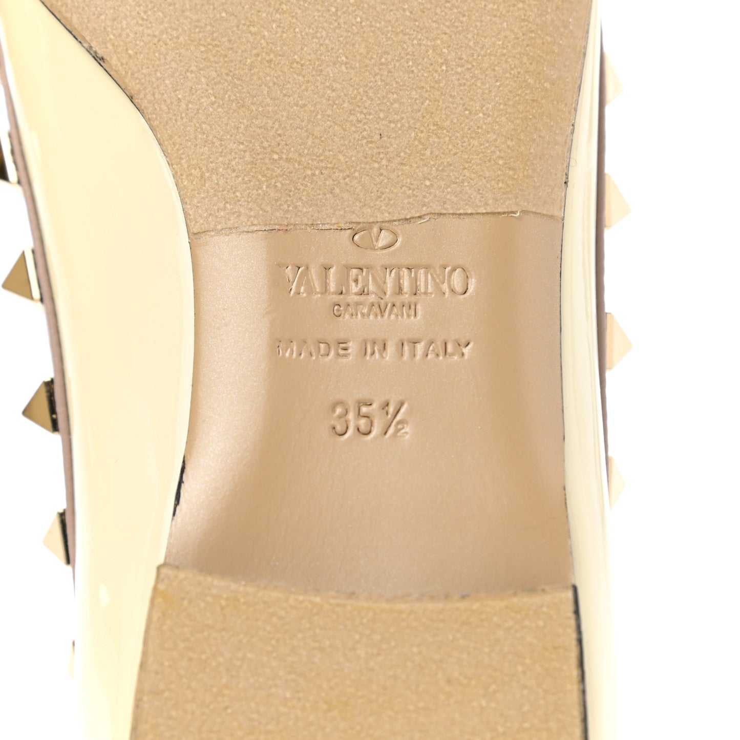 Patent Rockstud Ballerina Flats 35.5 Light Ivory Poudre