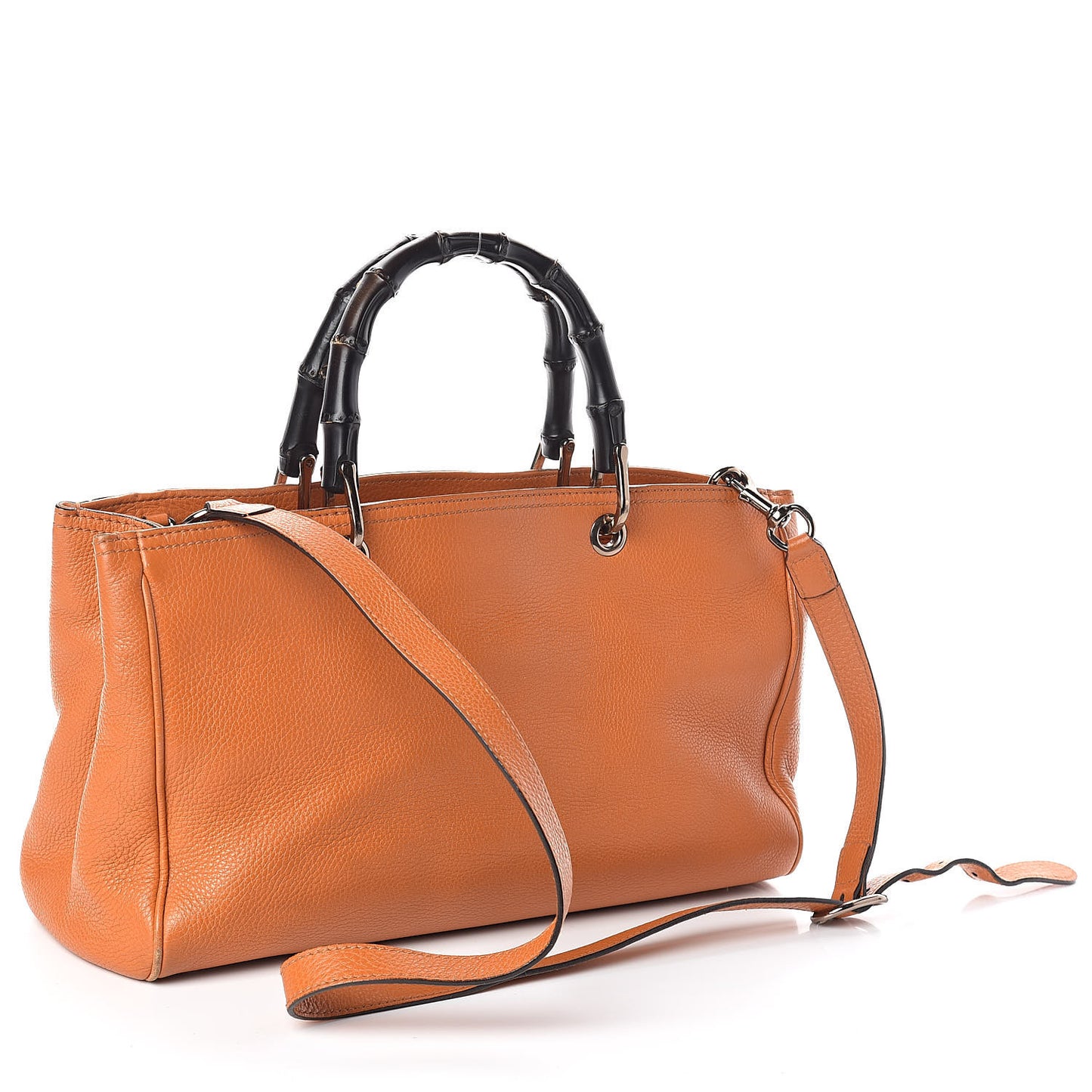 Cellarius Calfskin Medium Bamboo Shopper Tote Orange