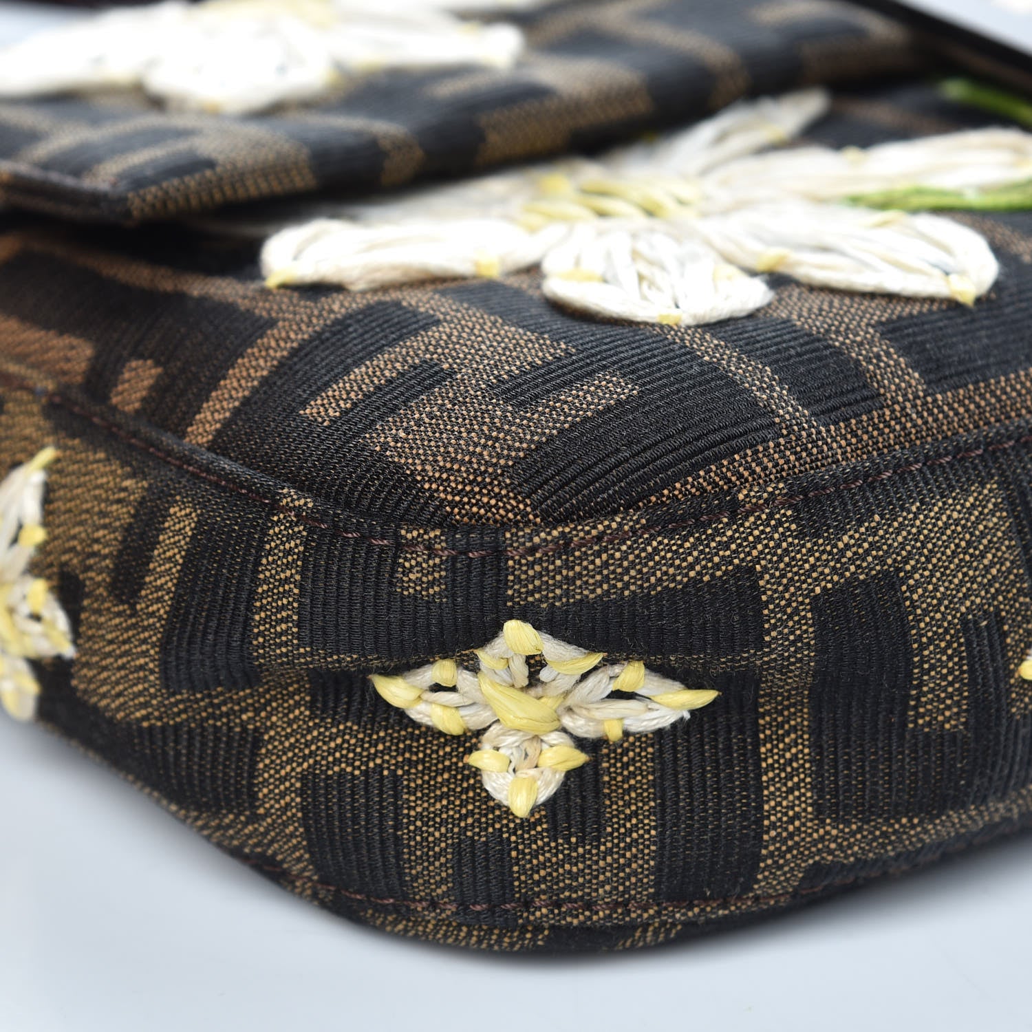 Fendi Zucca Flower Applique Baguette Tobacco 7 of 12