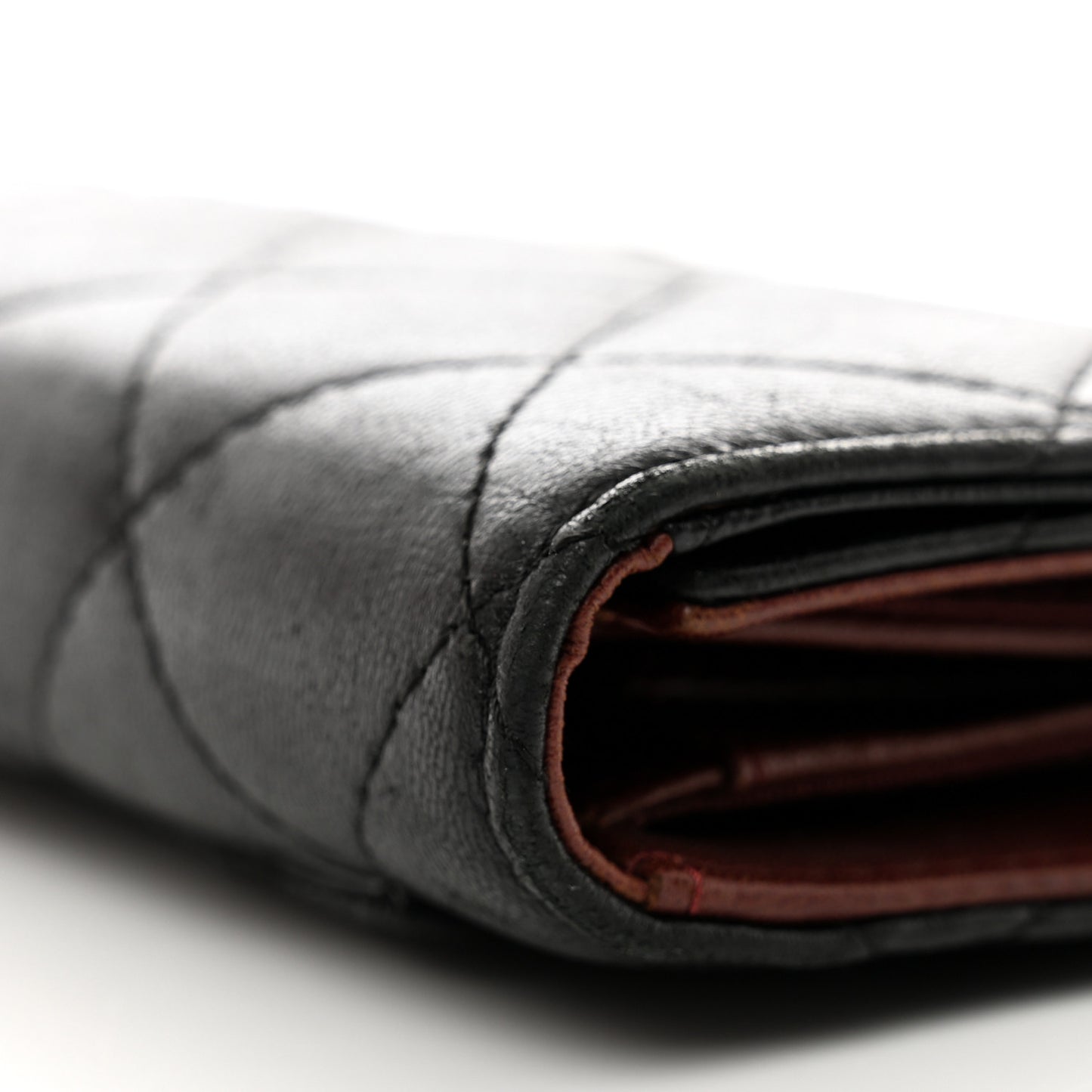 Lambskin Quilted Large Flap Wallet Black