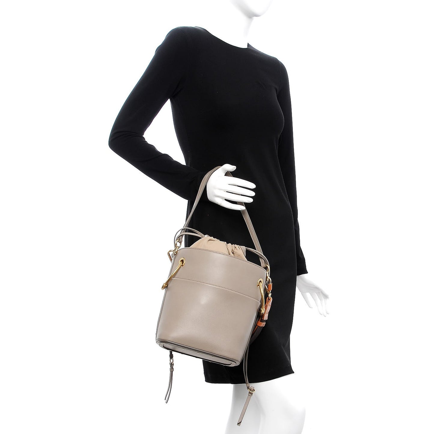Smooth Calfskin Small Roy Bucket Bag Motty Grey