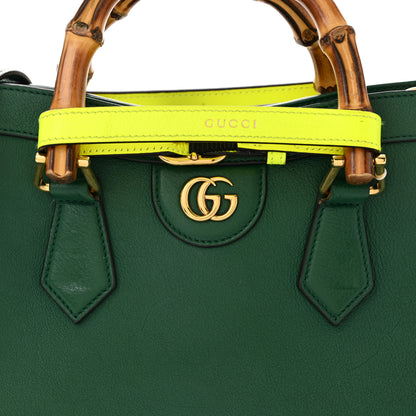 Gucci Wonka Grain Calfskin Small Diana Tote Bag Green Yellow Fluo 8 of 14