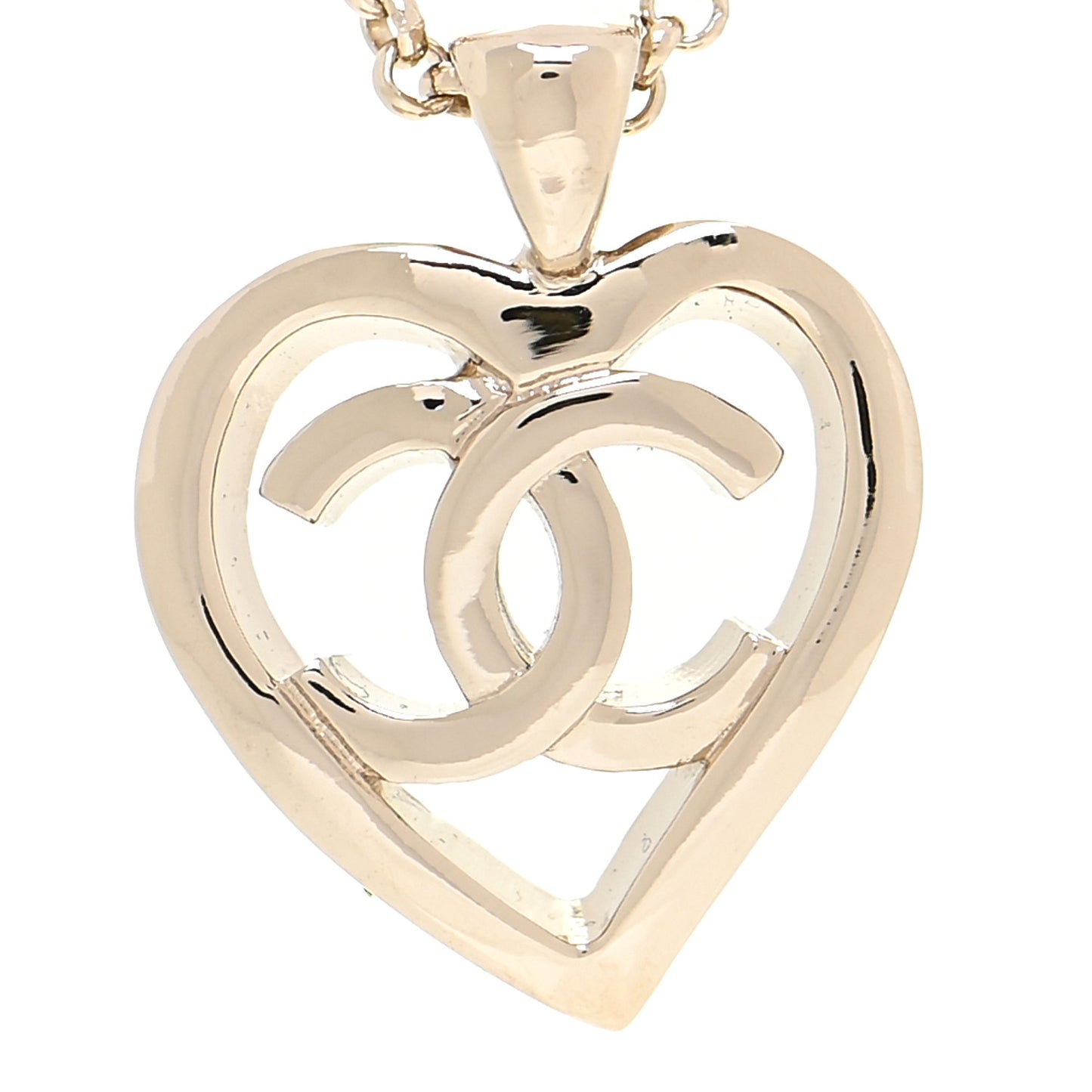 CC Heart Chain Pendant Necklace Gold
