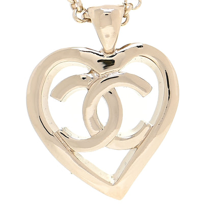Chanel CC Heart Chain Pendant Necklace Gold 4 of 5