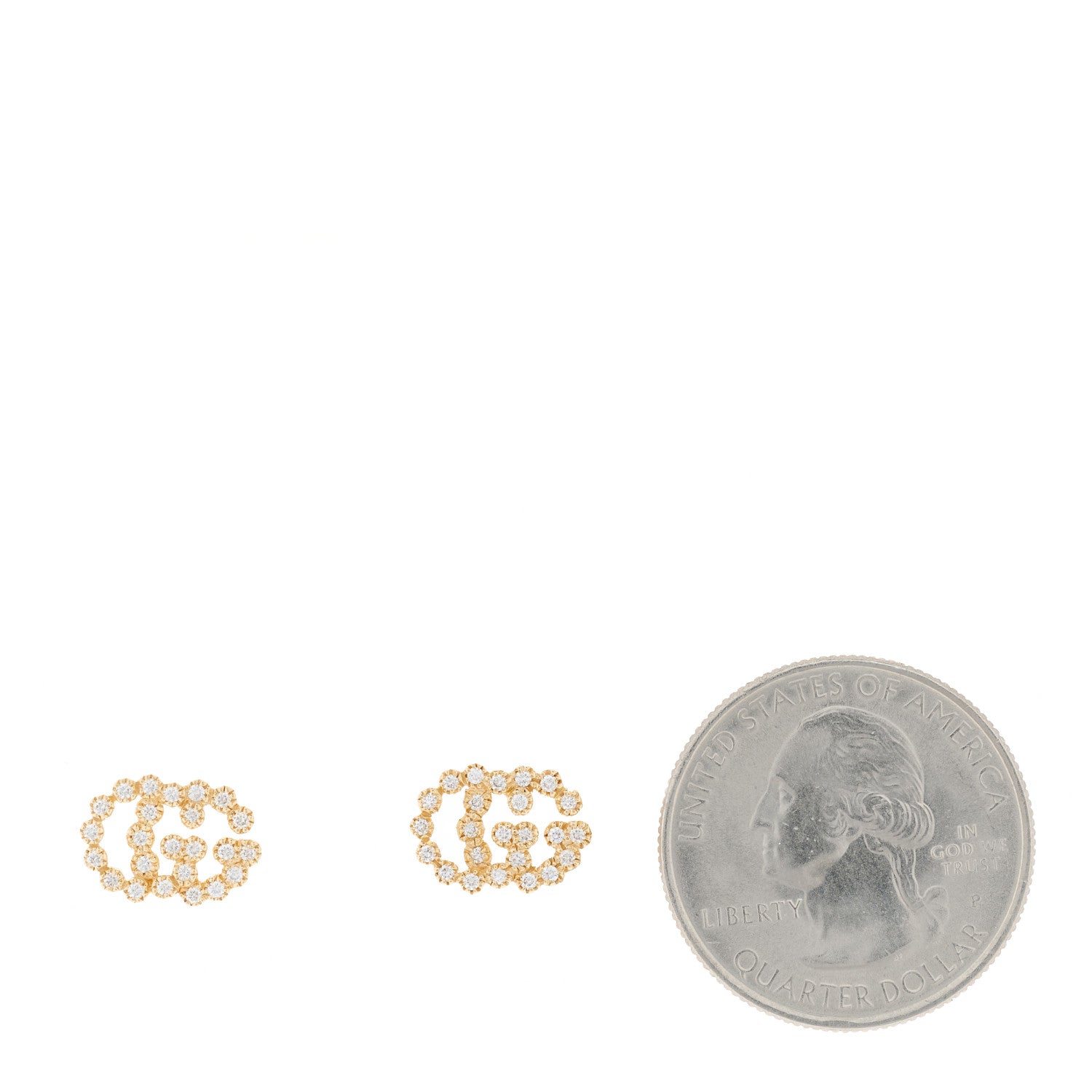 Gucci 18K Yellow Gold Diamond Running G Earrings 2 of 5