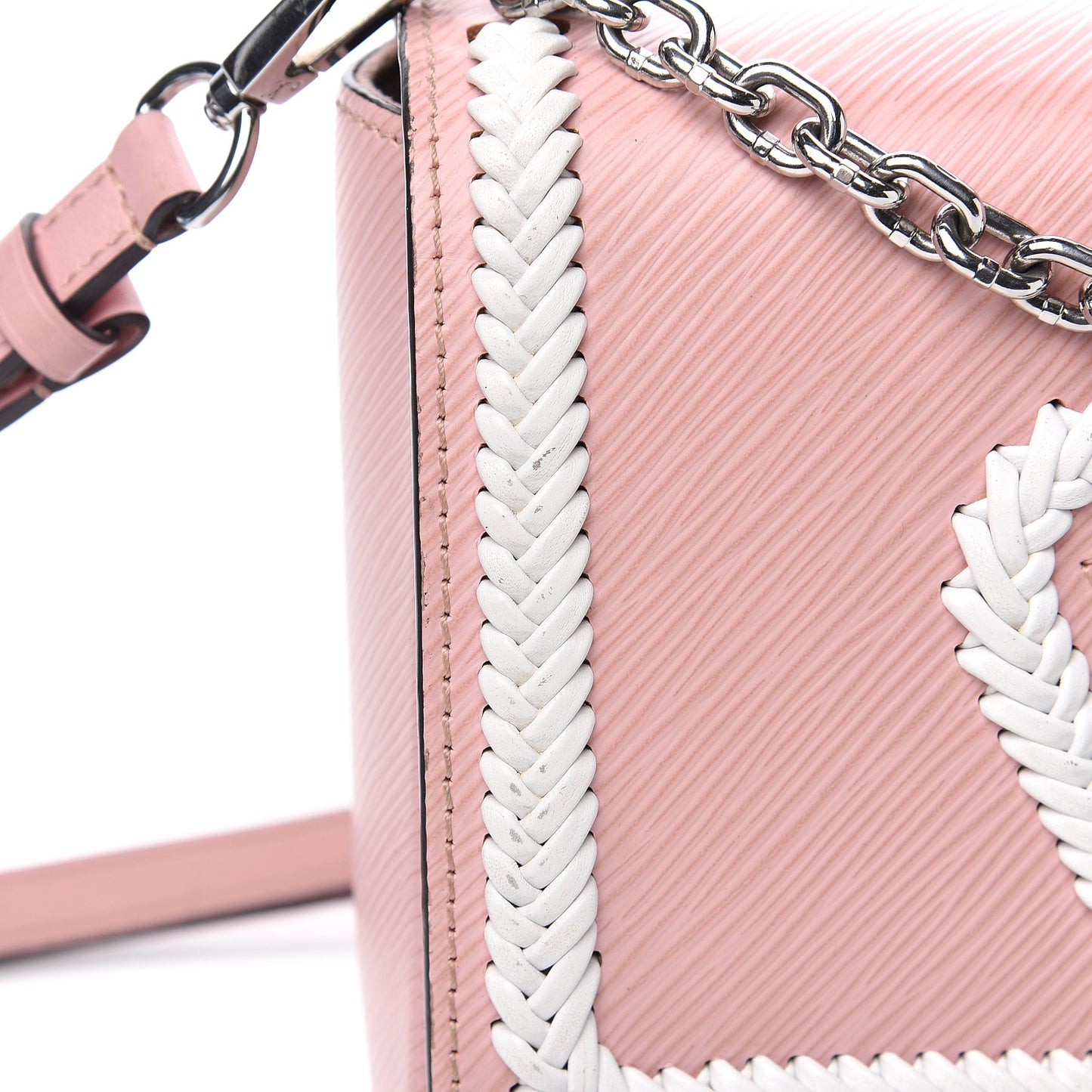 Epi Whipstitch Heart Twist Shoulder Bag MM Rose Ballerine