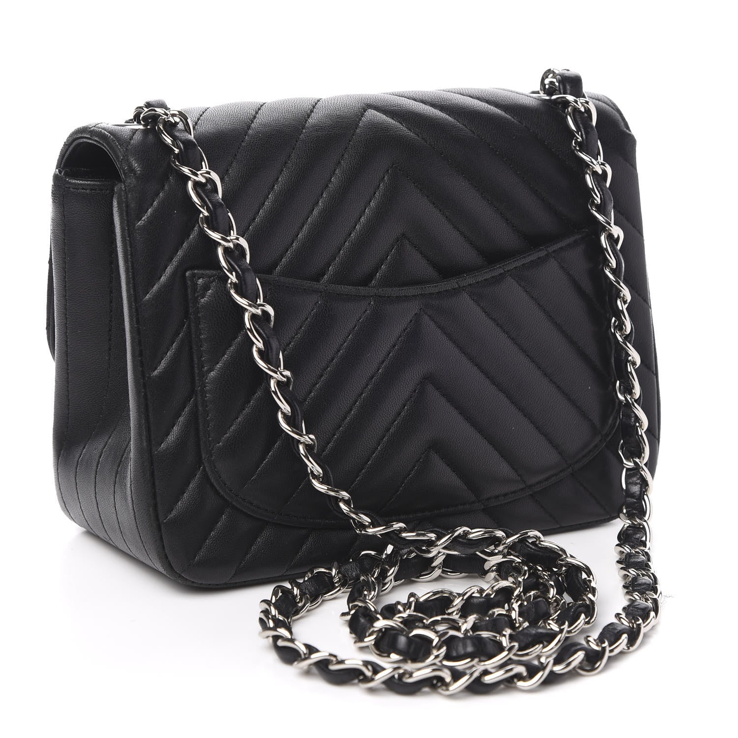 Chanel Lambskin Chevron Quilted Mini Square Flap Black 3 of 10