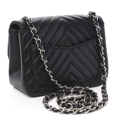 Chanel Lambskin Chevron Quilted Mini Square Flap Black 3 of 10