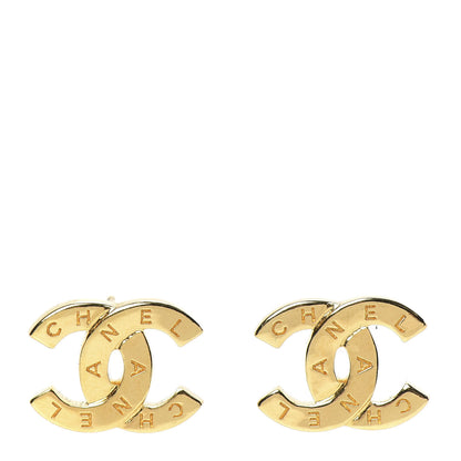 Chanel Metal CC Paris Button Stud Earrings Gold 1 of 5