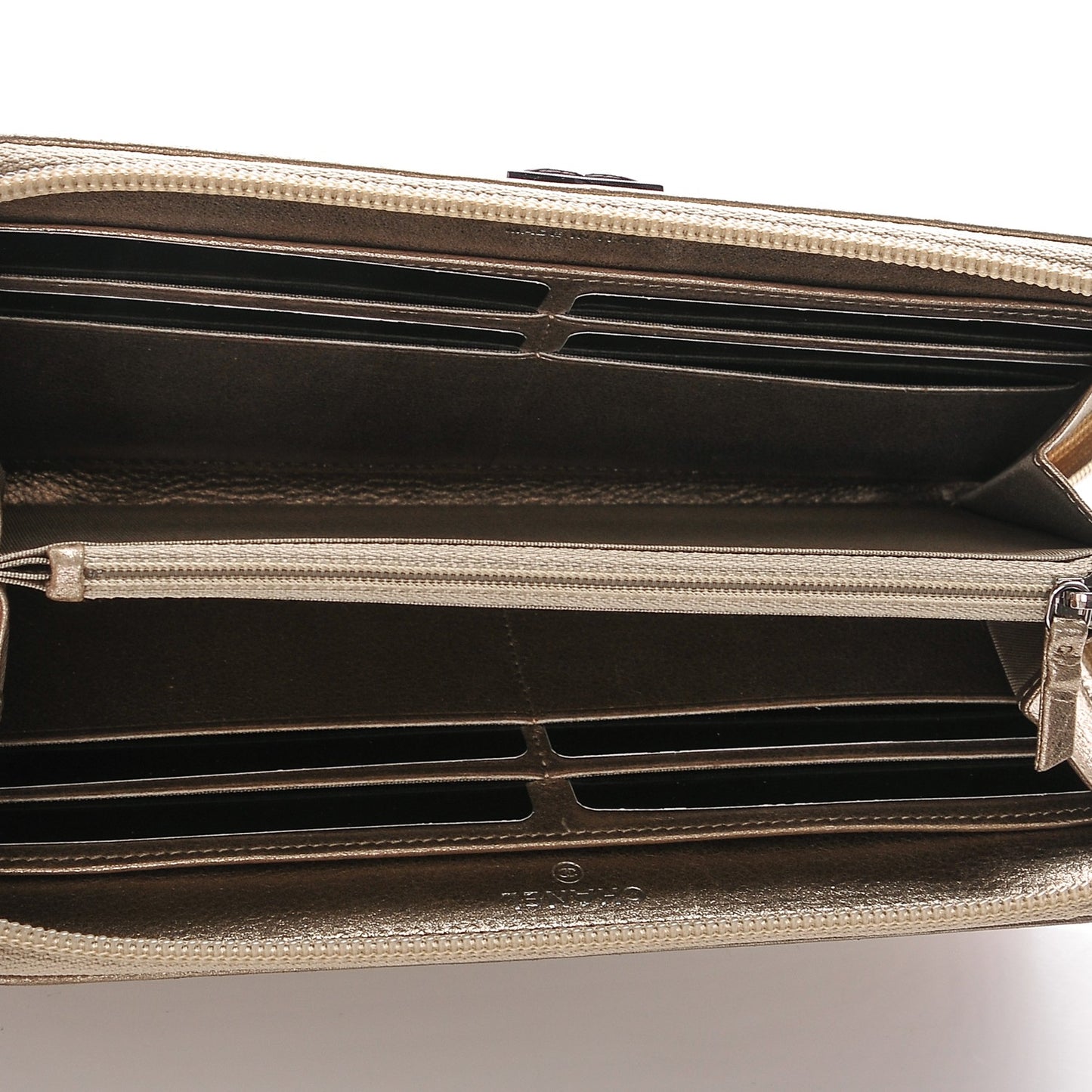 Metallic Calfskin Quilted Boy Zip Around Wallet Gold