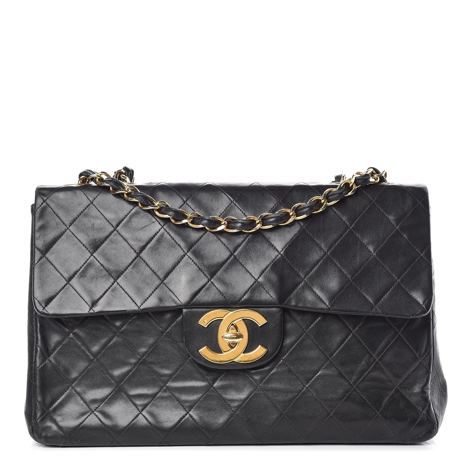 Chanel Lambskin Quilted XL Jumbo Single Flap Black 1 of 20