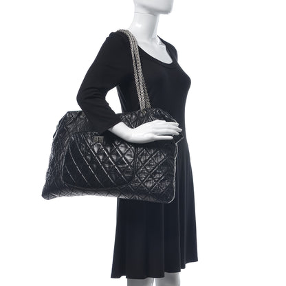 Chanel Aged Calfskin Oversized Reissue Overnight Tote Black 2 of 16