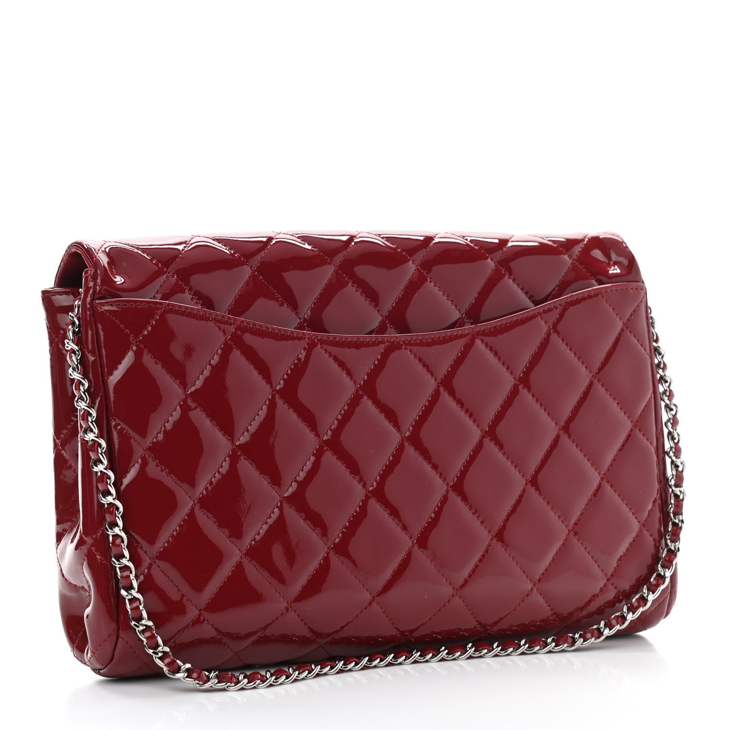 Chanel Patent Quilted Clutch With Chain Flap Red 3 of 10