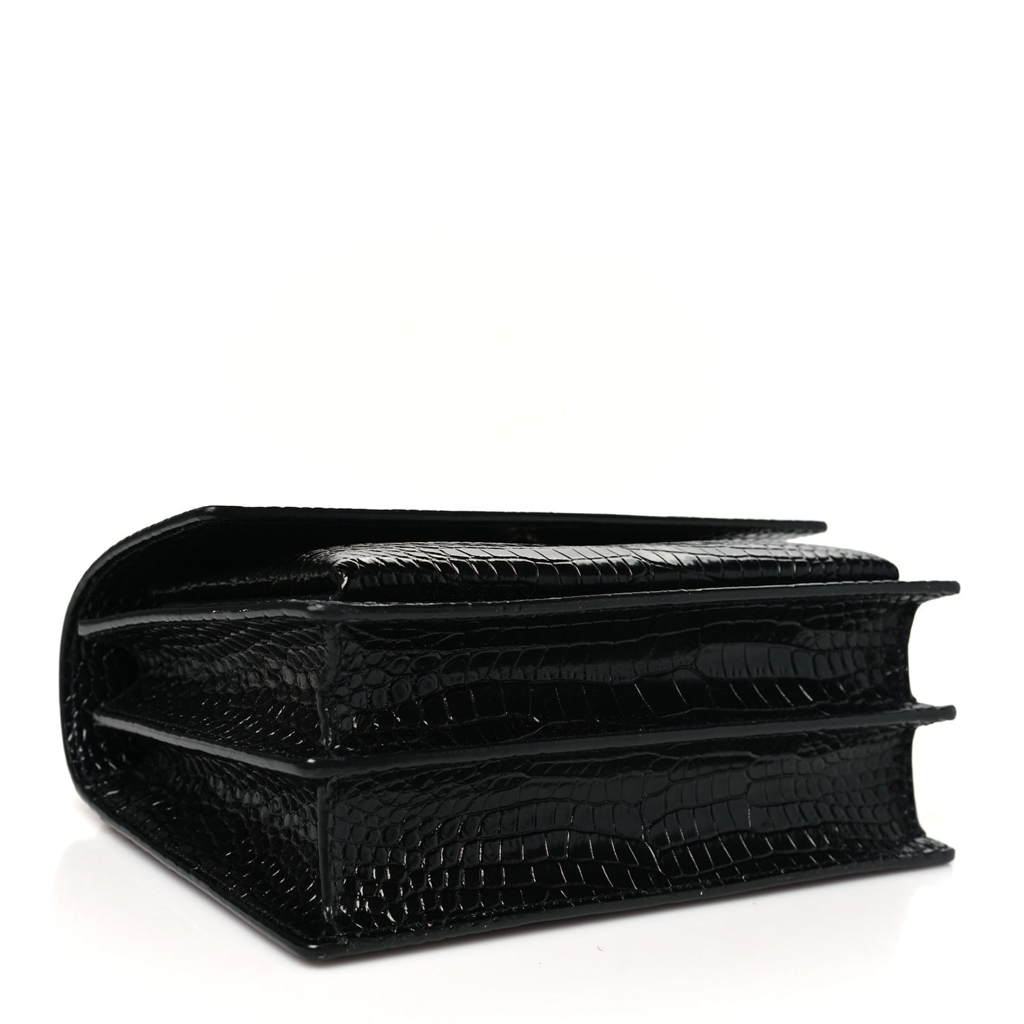 Calfskin Crocodile Embossed Medium Monogram Sunset Black