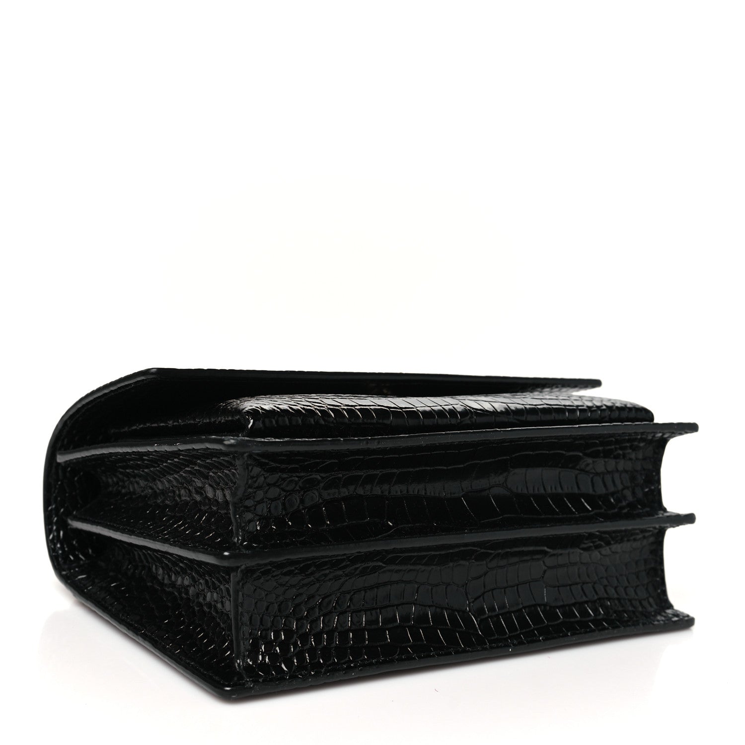 Saint Laurent Calfskin Crocodile Embossed Medium Monogram Sunset Black 4 of 9