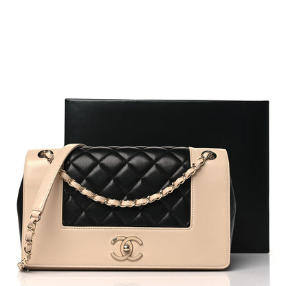 Chanel Sheepskin Quilted Vintage Mademoiselle Flap Beige Black 11 of 11