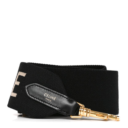 Celine Jacquard Wool Logo Short Strap Black Beige 1 of 4