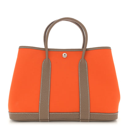 Hermes Toile Militaire Vache Country Garden Party 30 TPM Orange Chai 1 of 10