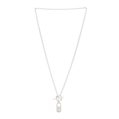 Hermes Sterling Silver Cadenas Kelly Lock Pendant Necklace 3 of 5