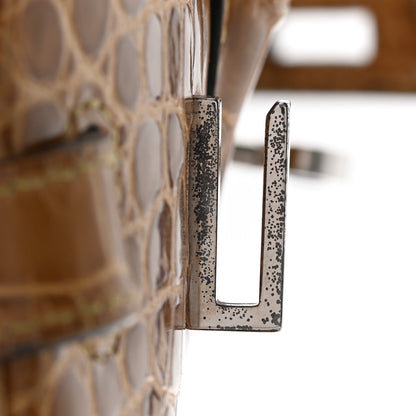 Hermes Shiny Porosus Crocodile Birkin 30 Ficelle Chartreuse 28 of 42
