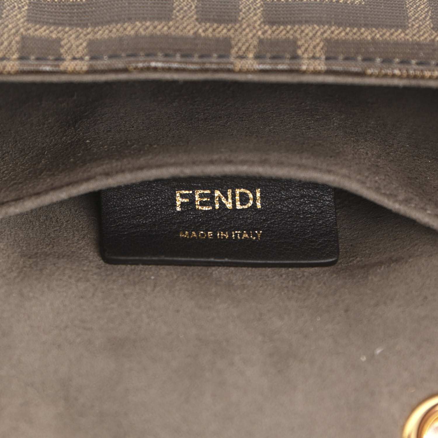 Fendi Glazed Fabric Vitello Century FF 1974 Stamp Patch Mini Double F Crossbody Bag Mogano Panna Black 5 of 9