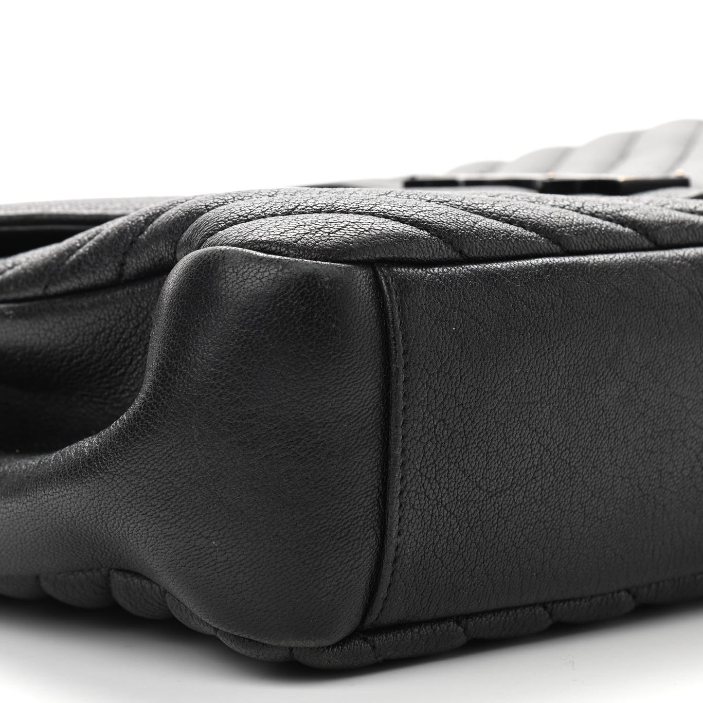 Sheepskin Matelasse Chevron Monogram Monochrome Large College Satchel Black