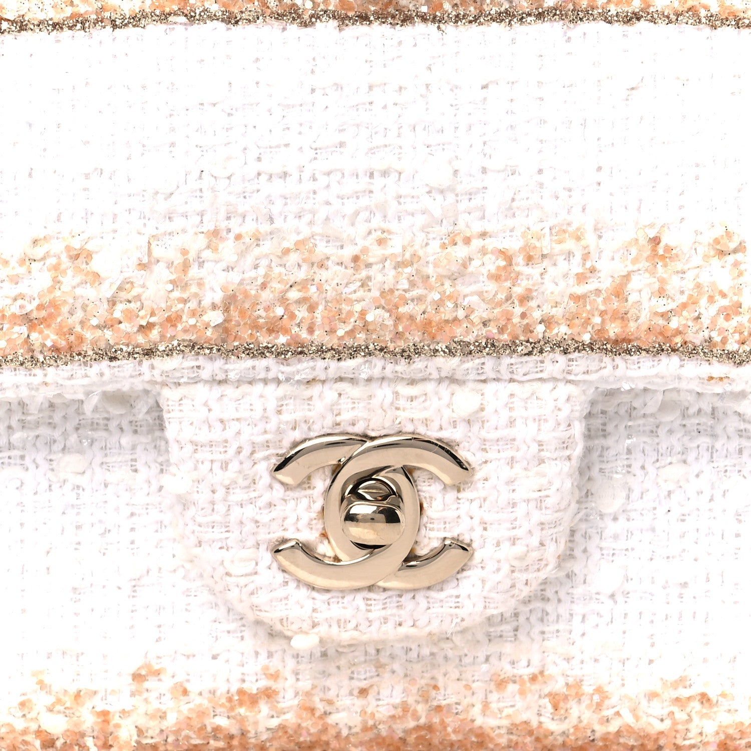 Chanel Metallic Tweed Medium Double Flap White Gold 9 of 11