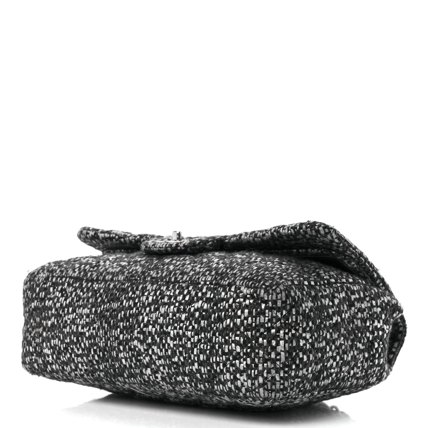 Sequin Tweed Jumbo Double Flap Black Grey