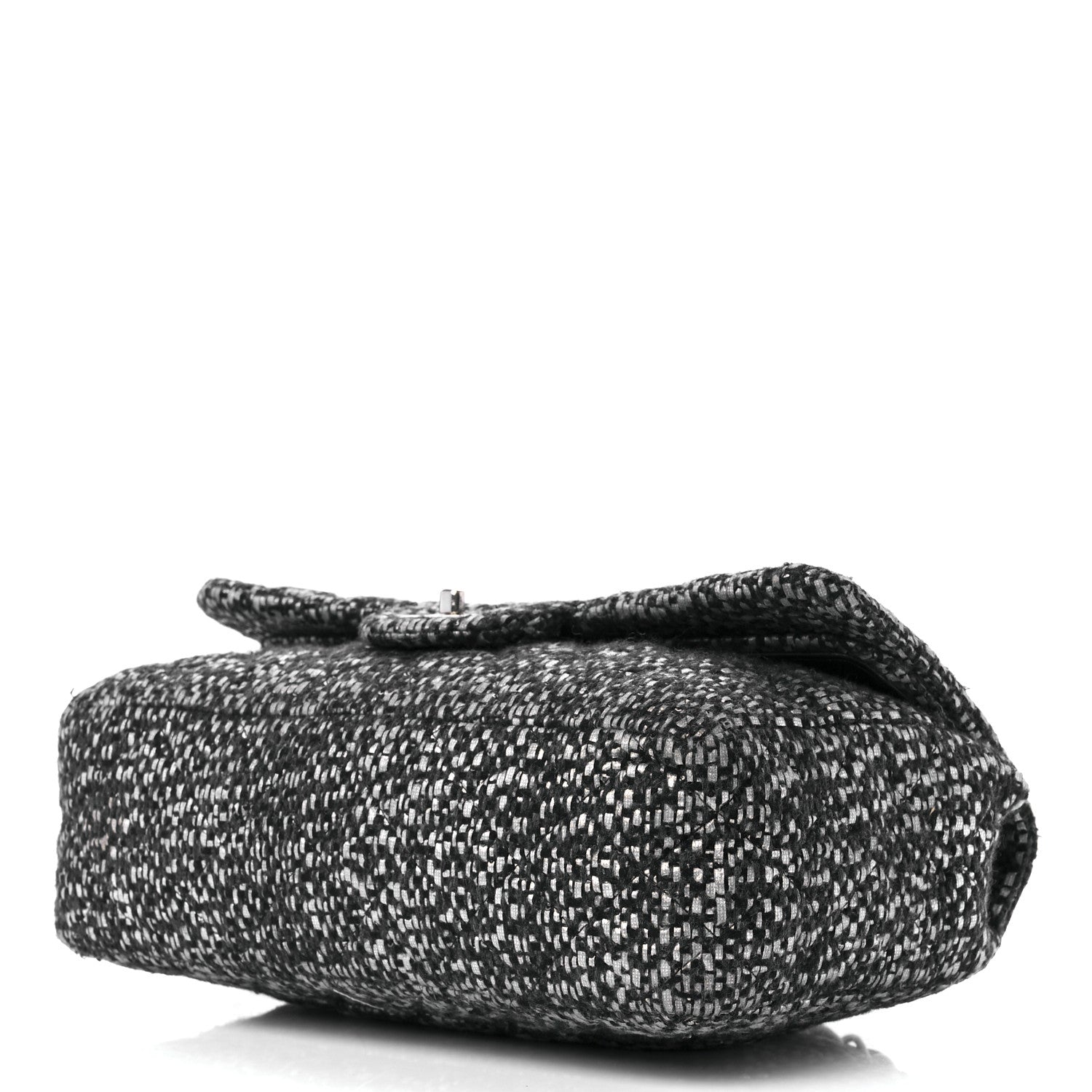 Chanel Sequin Tweed Jumbo Double Flap Black Grey 10 of 12