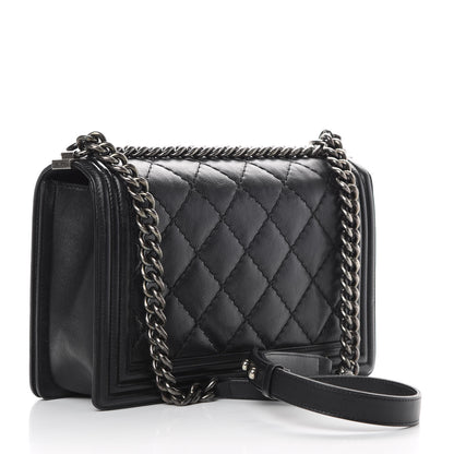 Chanel Calfskin Quilted Double Stitch New Medium Boy Flap Black 3 of 17
