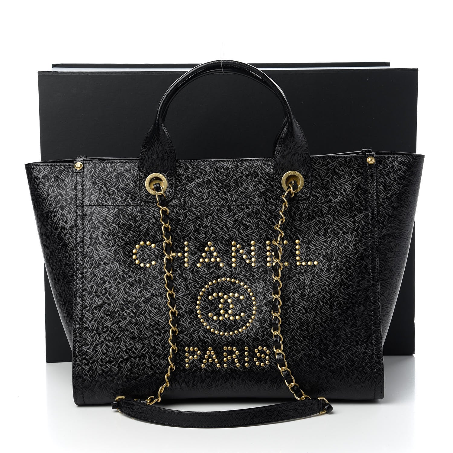 Chanel Caviar Small Studded Deauville Tote Black 10 of 10