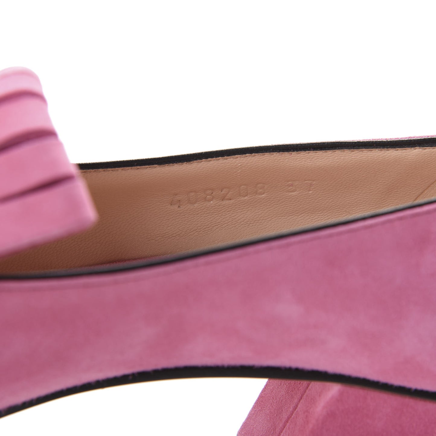 Kid Scamosciato GG Marmont Fringe 50mm Loafer Pumps 37 Hot Pink