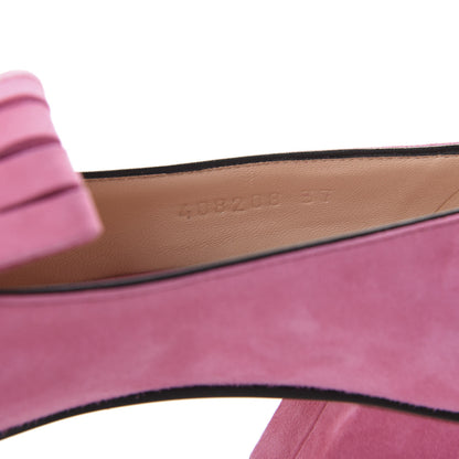 Gucci Kid Scamosciato GG Marmont Fringe 50mm Loafer Pumps 37 Hot Pink 10 of 11