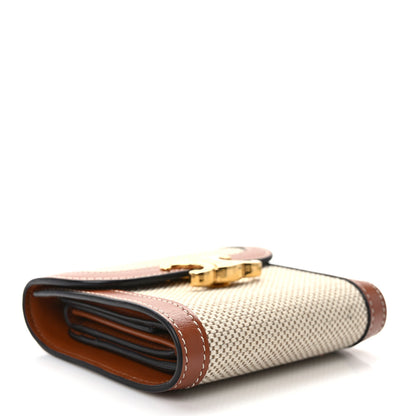 Celine Textile Calfskin Small Triomphe Wallet Natural Tan 4 of 8