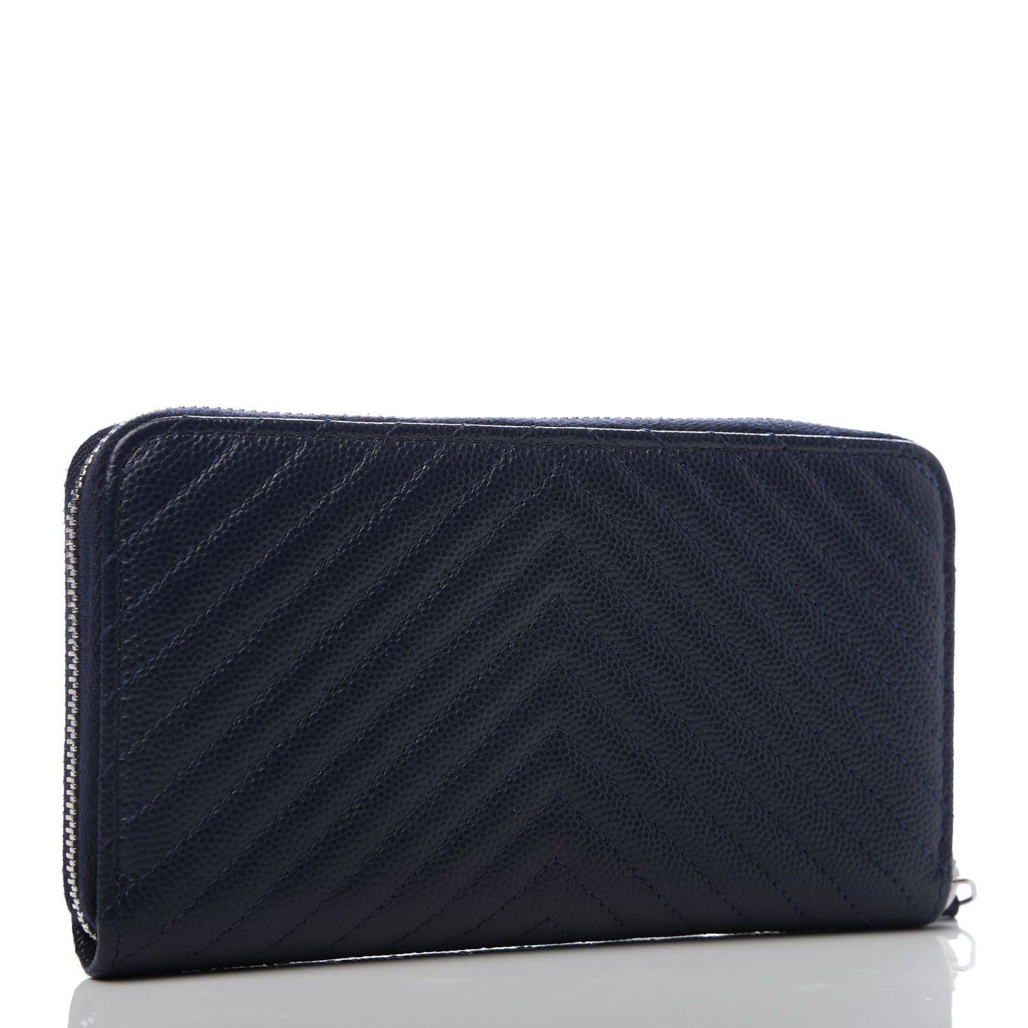 Chanel Caviar Chevron Quilted Large Gusset Zip Around Wallet Navy 3 of 9