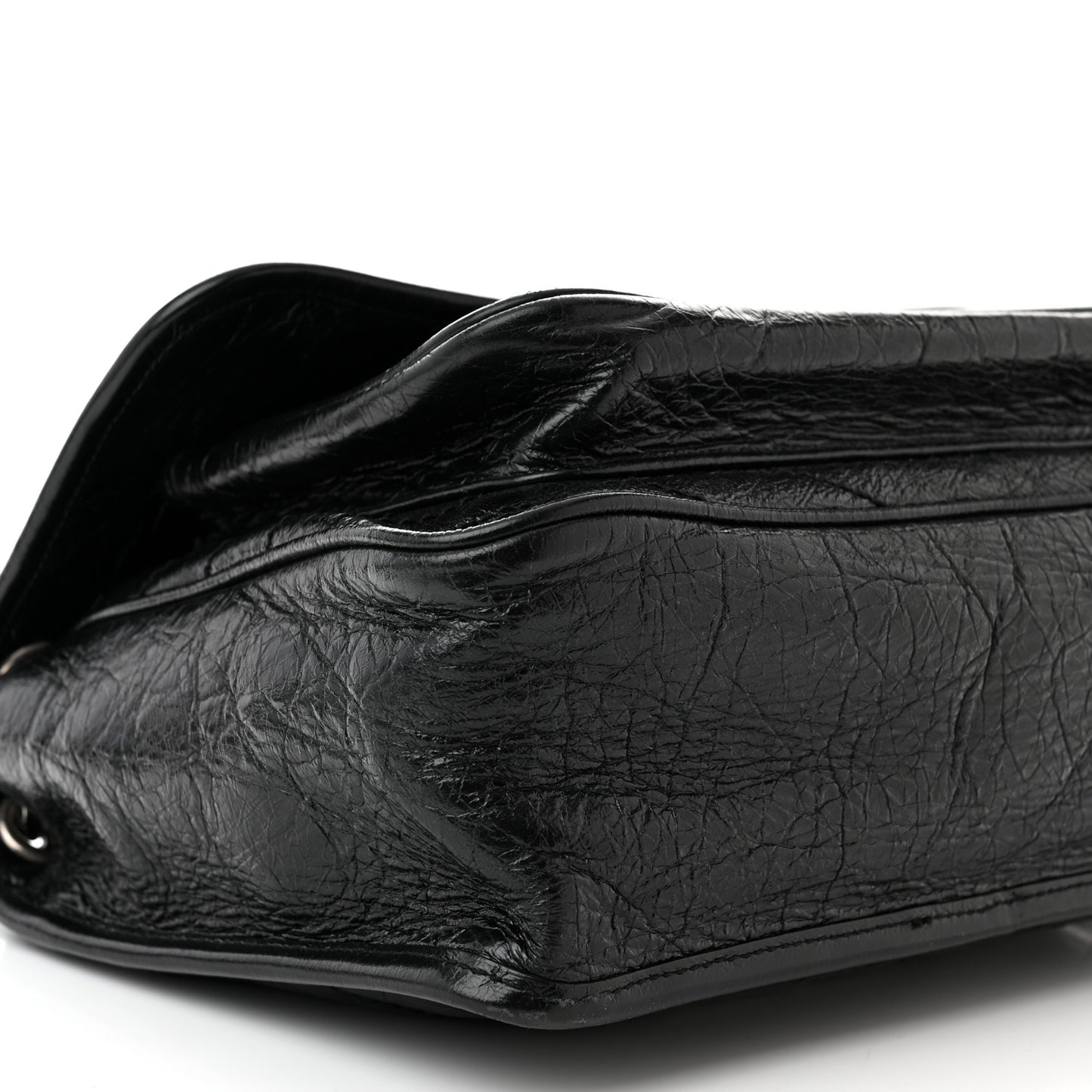 Crinkled Calfskin Matelasse Monogram Medium Niki Chain Satchel Black