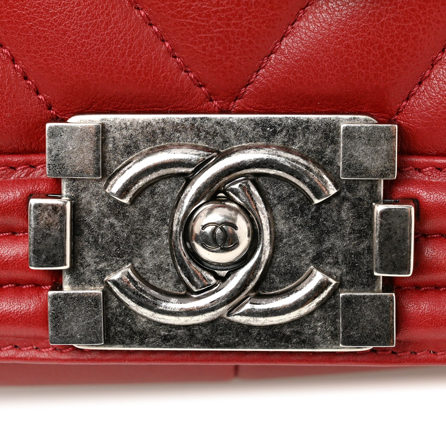 Chanel Calfskin Chevron Quilted Medium Boy Flap  Dark Red 13 of 14
