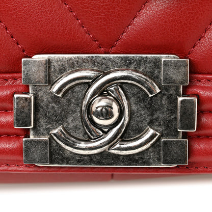 Chanel Calfskin Chevron Quilted Medium Boy Flap  Dark Red 13 of 14