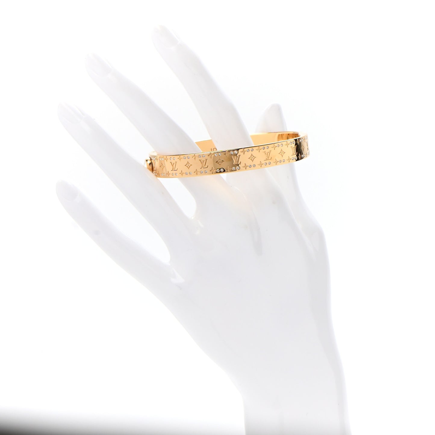 Brass Crystal Monogram Nanogram Strass Cuff M Gold