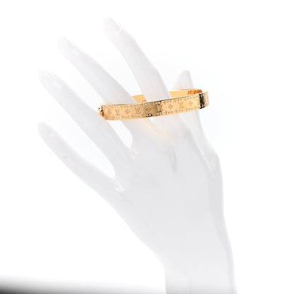 Louis Vuitton Brass Crystal Monogram Nanogram Strass Cuff M Gold 2 of 6