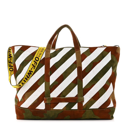 Off-White Polyester Striped Diag Camouflage Tote Multicolor 1 of 9