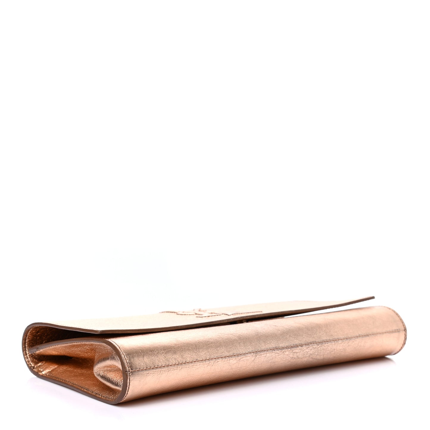 Metallic Calfskin Monogram Large Belle De Jour Clutch Rose Gold