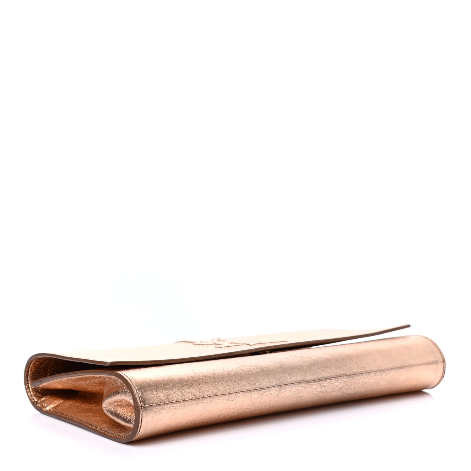 Saint Laurent Metallic Calfskin Monogram Large Belle De Jour Clutch Rose Gold 4 of 7