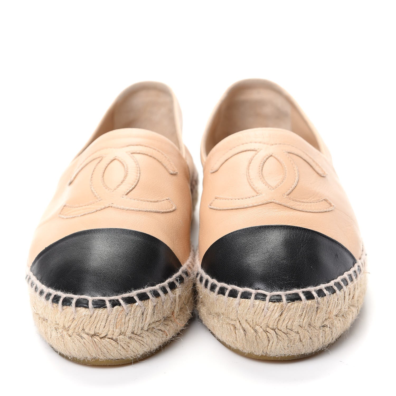 Chanel Lambskin CC Espadrilles 37 Beige Black 2 of 11