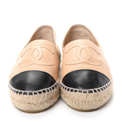 Chanel Lambskin CC Espadrilles 37 Beige Black 2 of 11