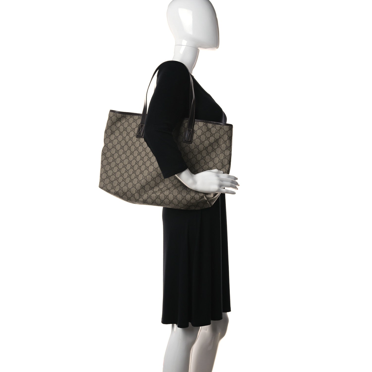 Gucci GG Plus Monogram Medium Zippered Shopping Tote Dark Brown 2 of 12