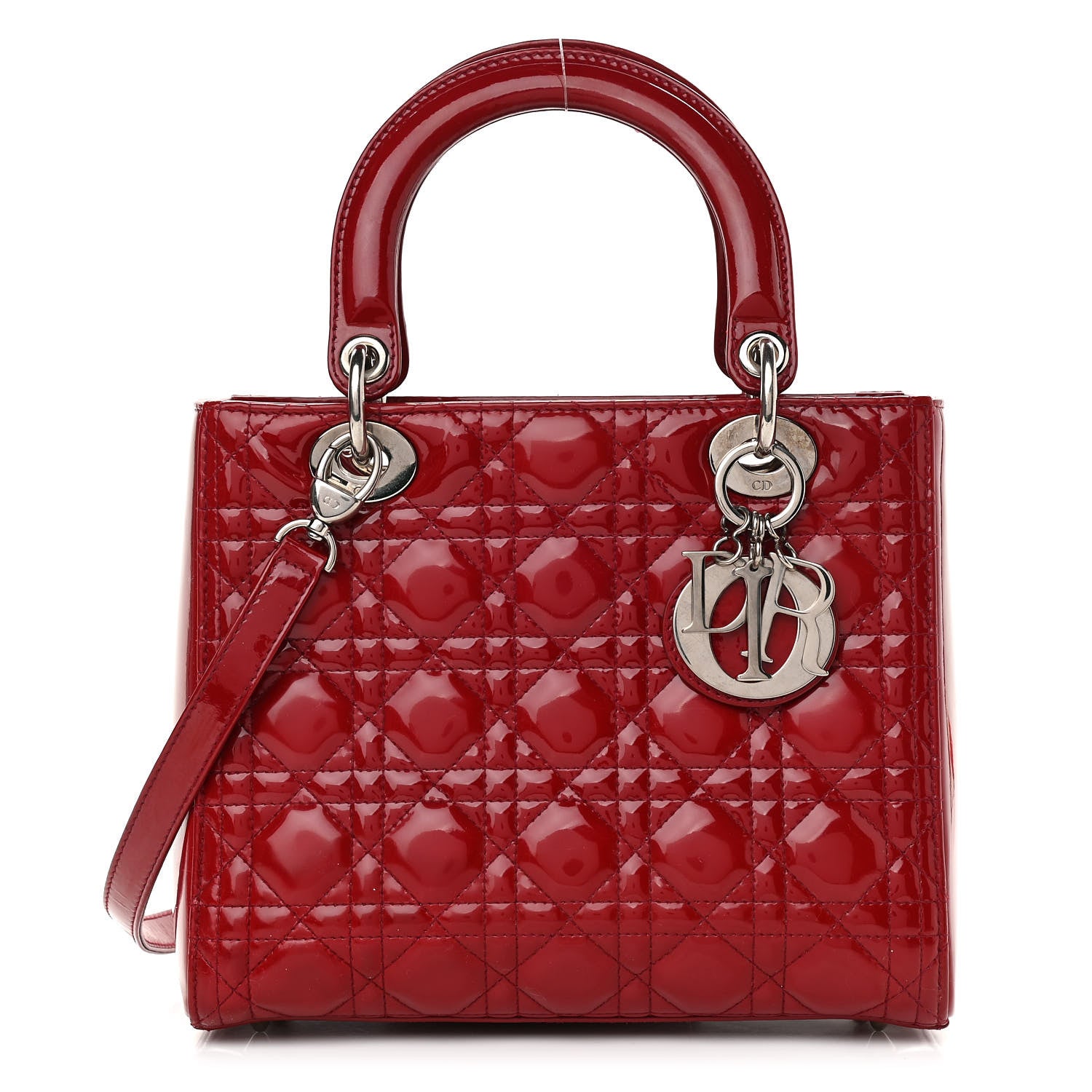 Christian Dior Patent Cannage Medium Lady Dior Red 1 of 12